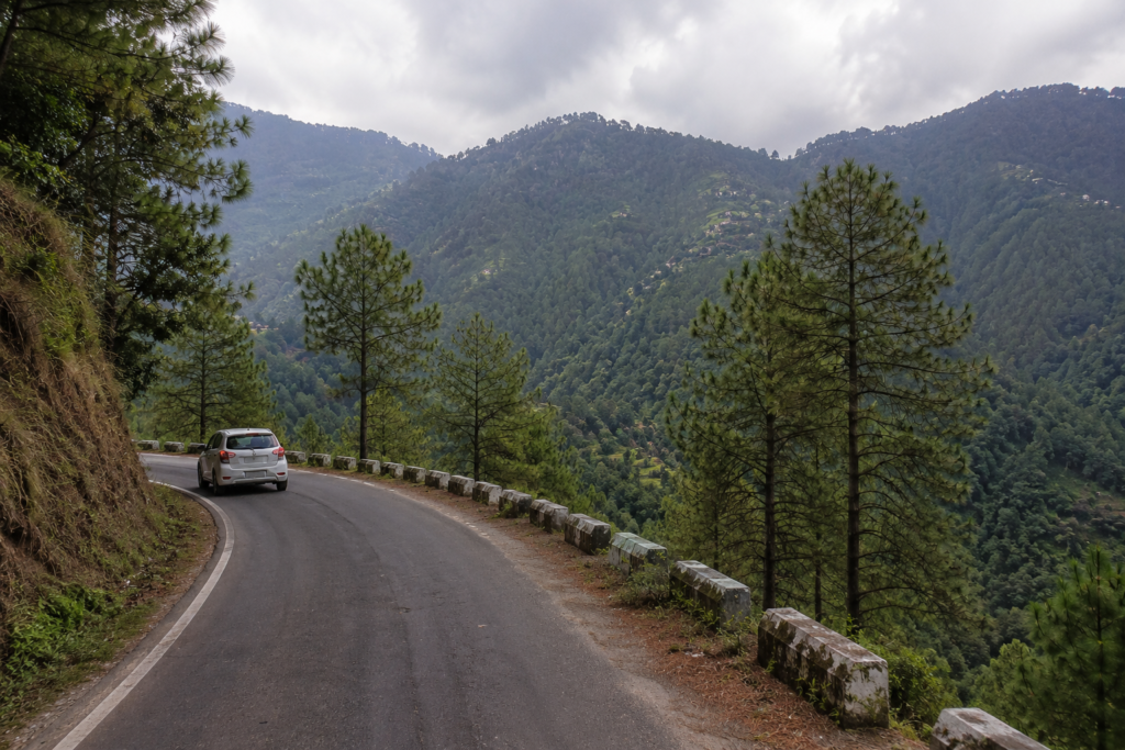 Winding mountain roads near Kathgodam entering Kumaon hills